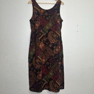 R&K Womens Size 10 Vintage Multicolored Paisley Dresss Tie Back Long Maxi Retro